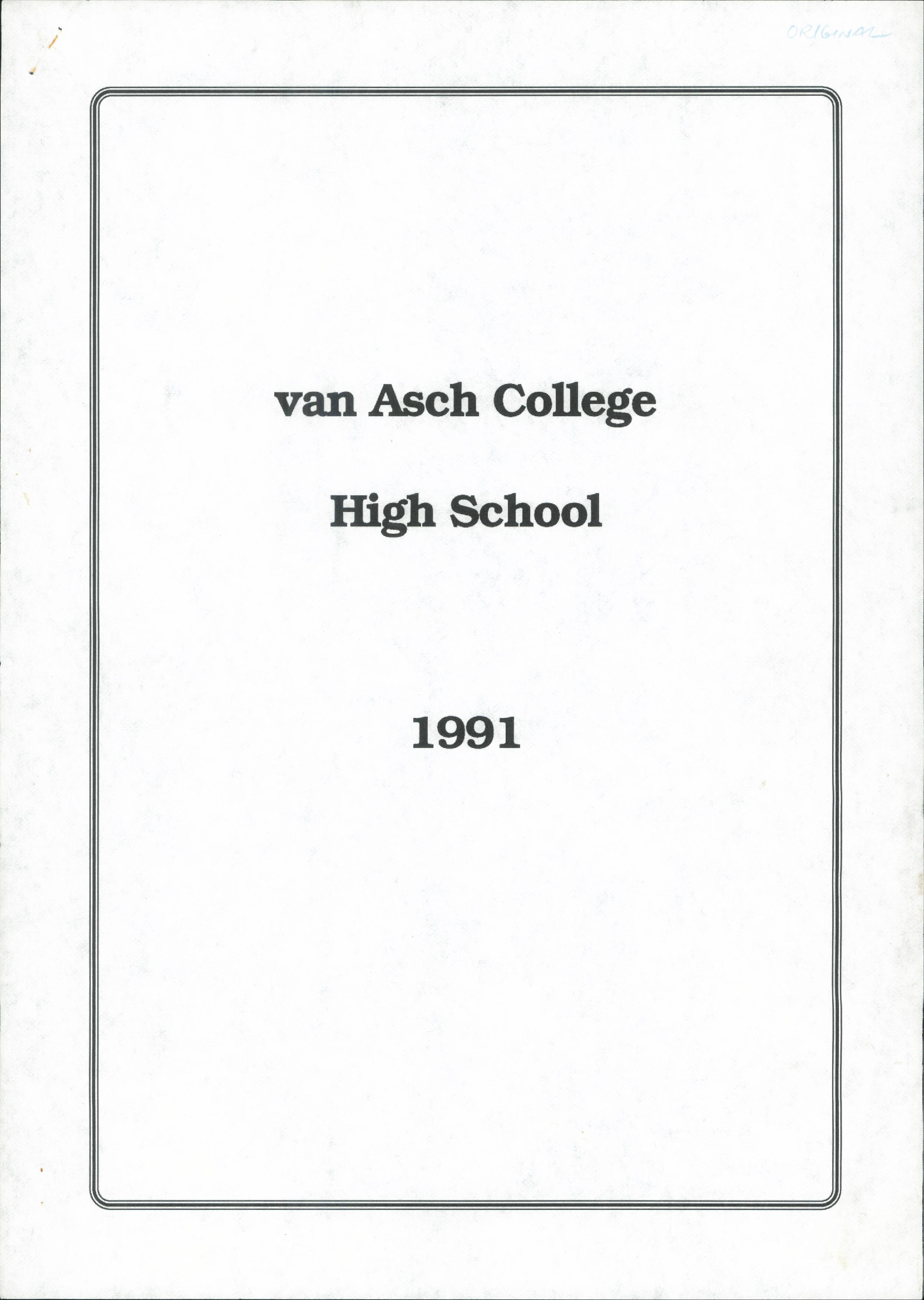 van Asch College Yearbook - 1991