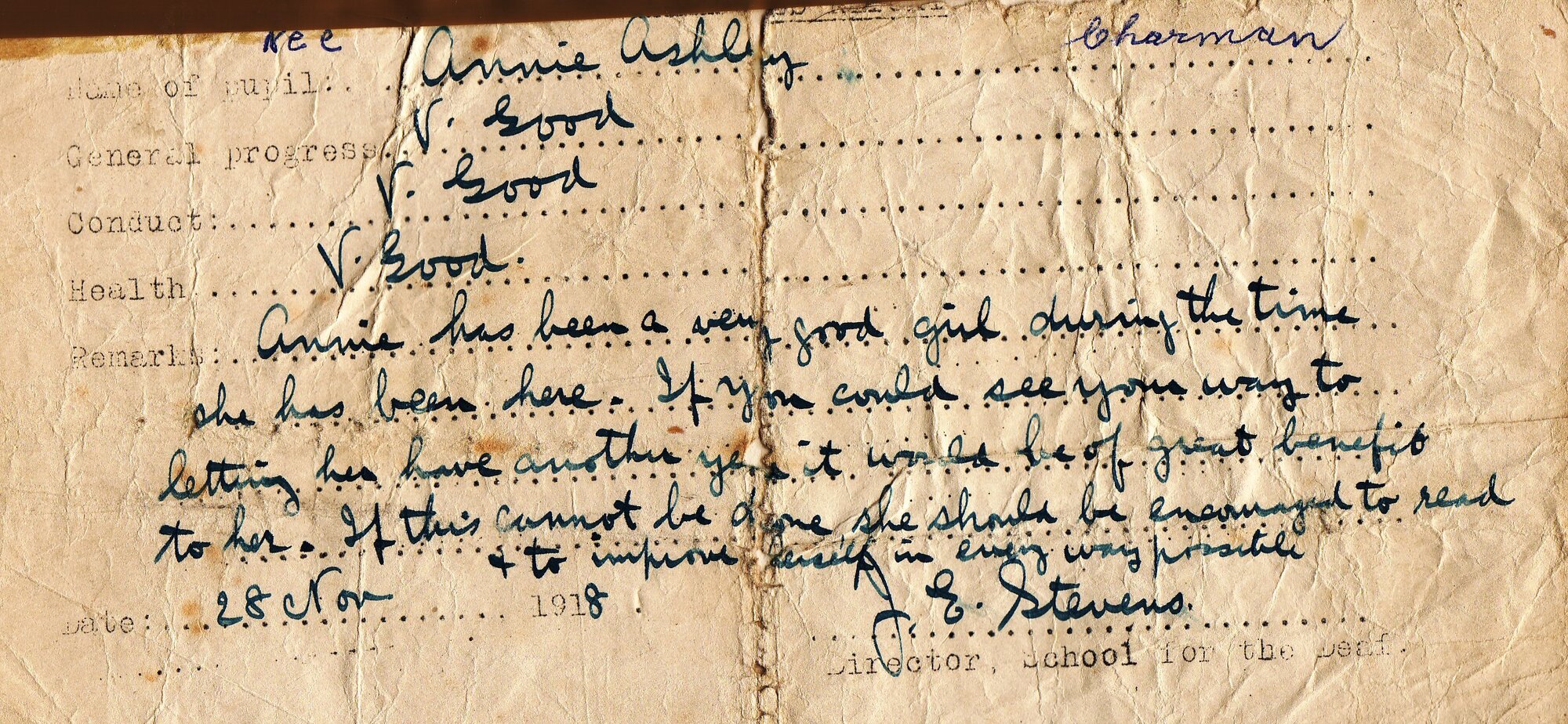 School Report - 1918